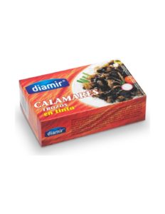 Kalmarų gabaliukai savo rašale. DIAMIR® CALAMARES TROZOS EN SU TINTA. 110 g.