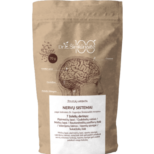 Nervų sistemai, biri žolelių arbata, Dr.E. Šimkūnaitė, 70 g