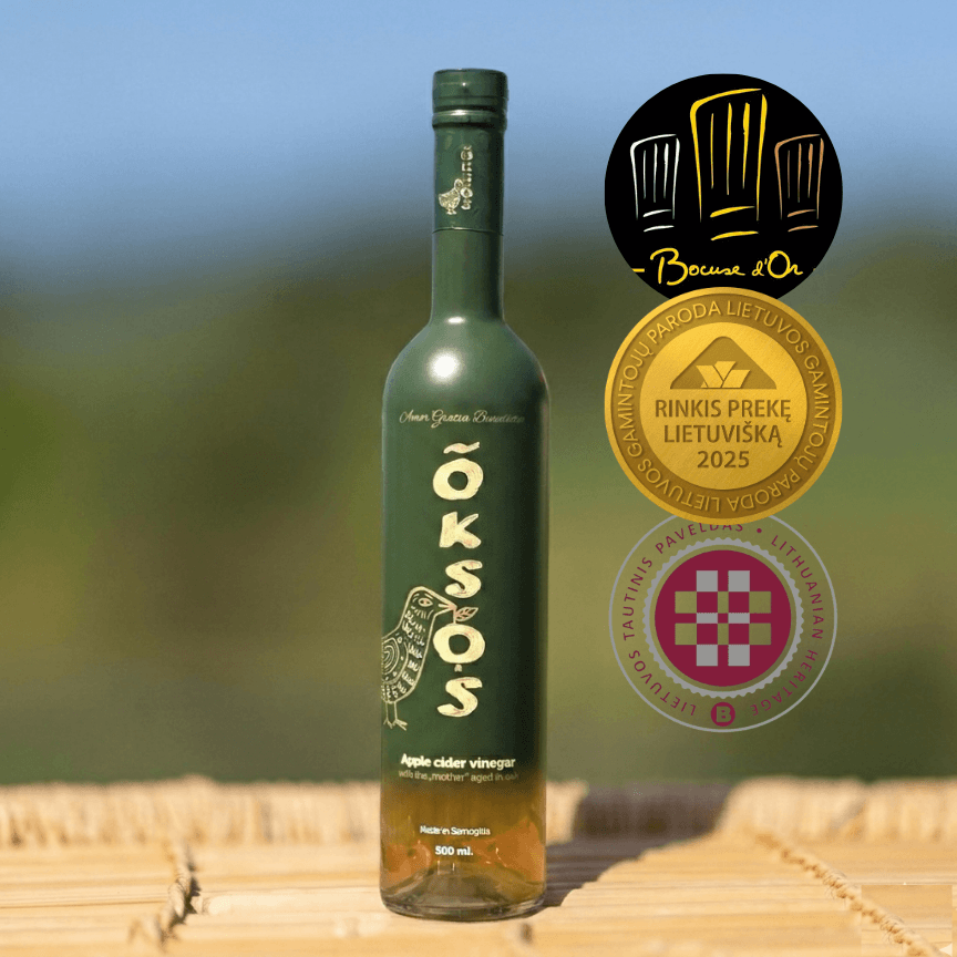 „Oksos“ 2023 m. derliaus obuolių sidro actas, brandintas ąžuole – riboto leidimo 500ml